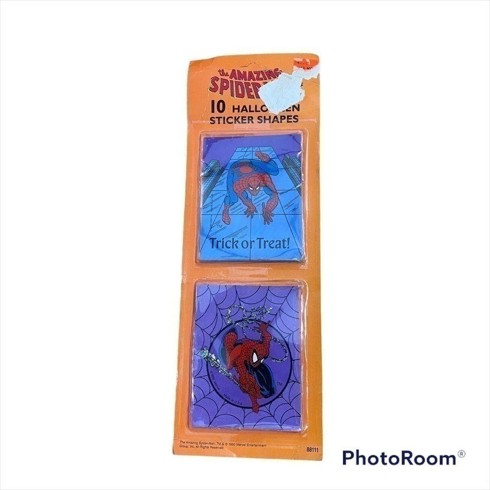 Vintage Amazing Spiderman Halloween Sticker Shapes NEW Favor Treat Toy